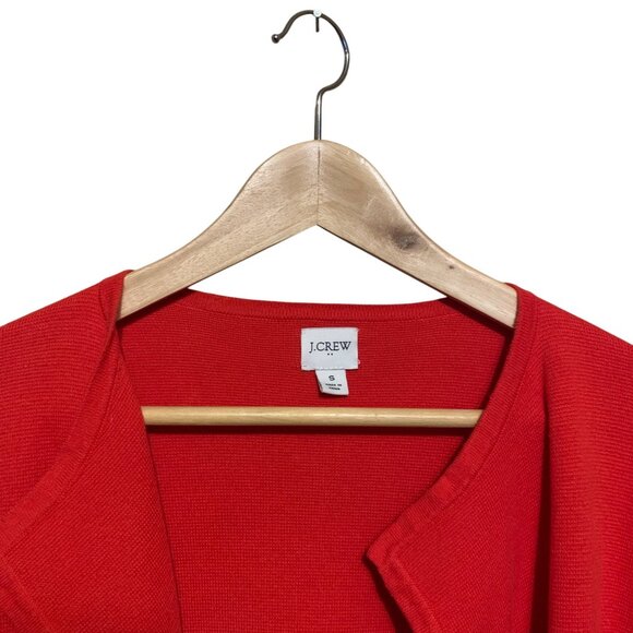 J Crew Women’s Cardigan Long Burnt Orange Open Sz S Heavy Cotton Knit Lagenlook - Picture 7 of 14